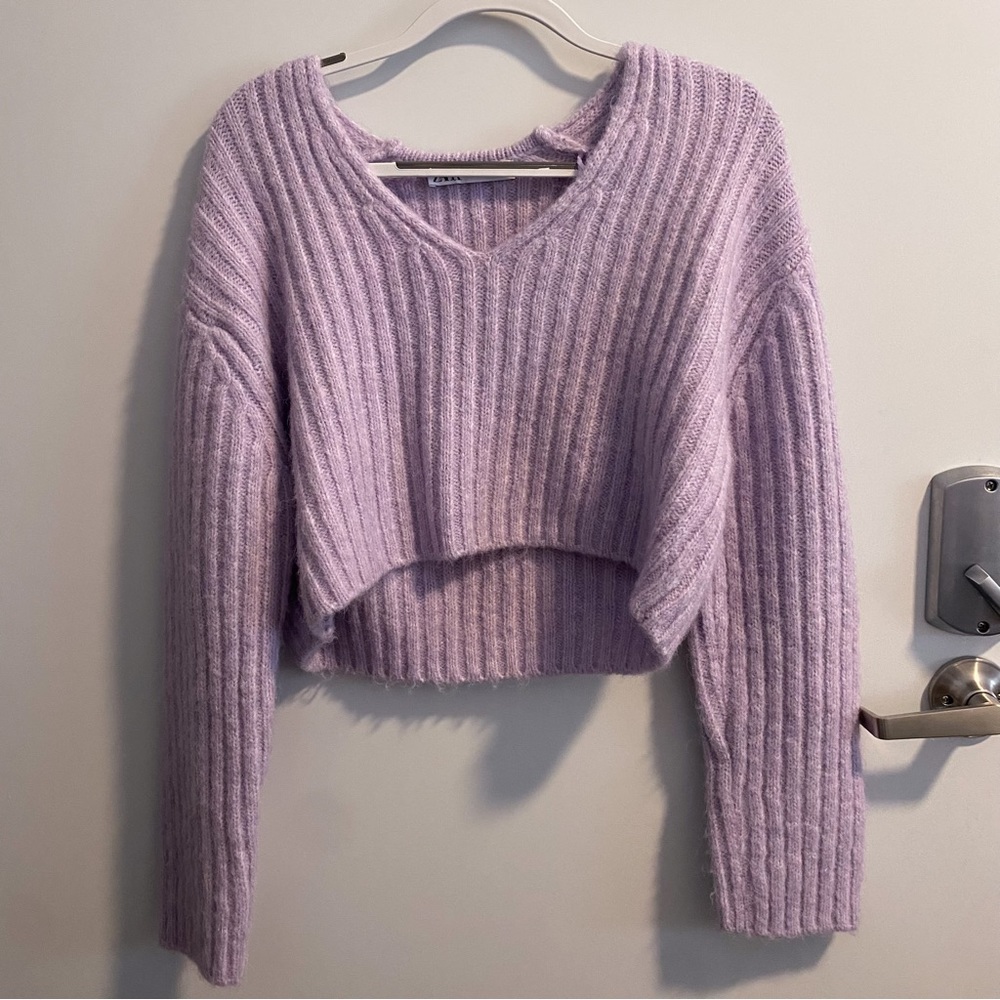 Zara V-neck Alpaca-blend Fuzzy Sweater